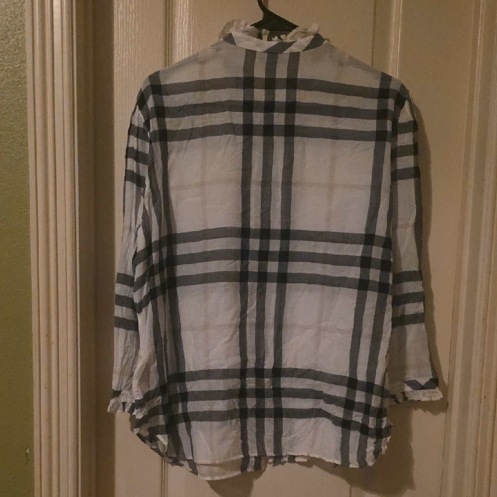 Burberry White and Black Checkered Shirt - Picture 3 of 6